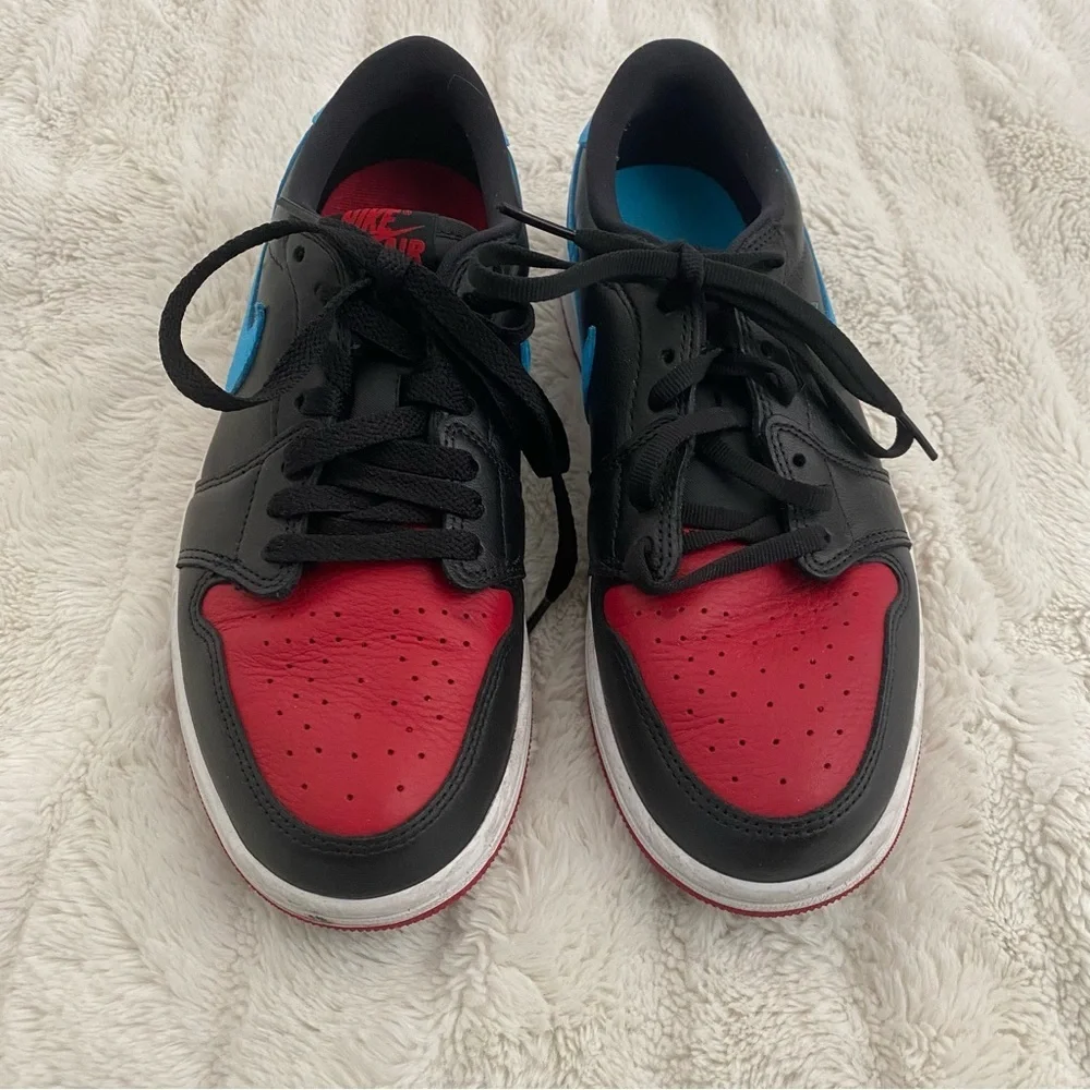 Air Jordan 1 Low OG NC to Chi Women’s Sneakers in Black, Red, and Blue Size 8